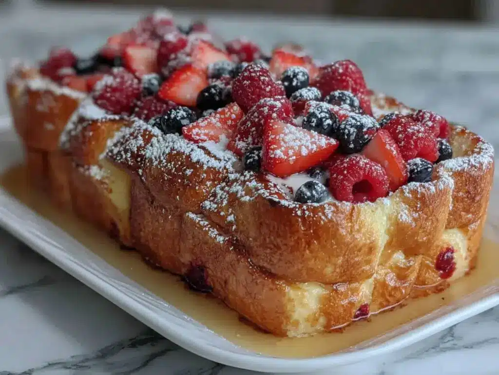 overnight French toast casserole with berries - featured image