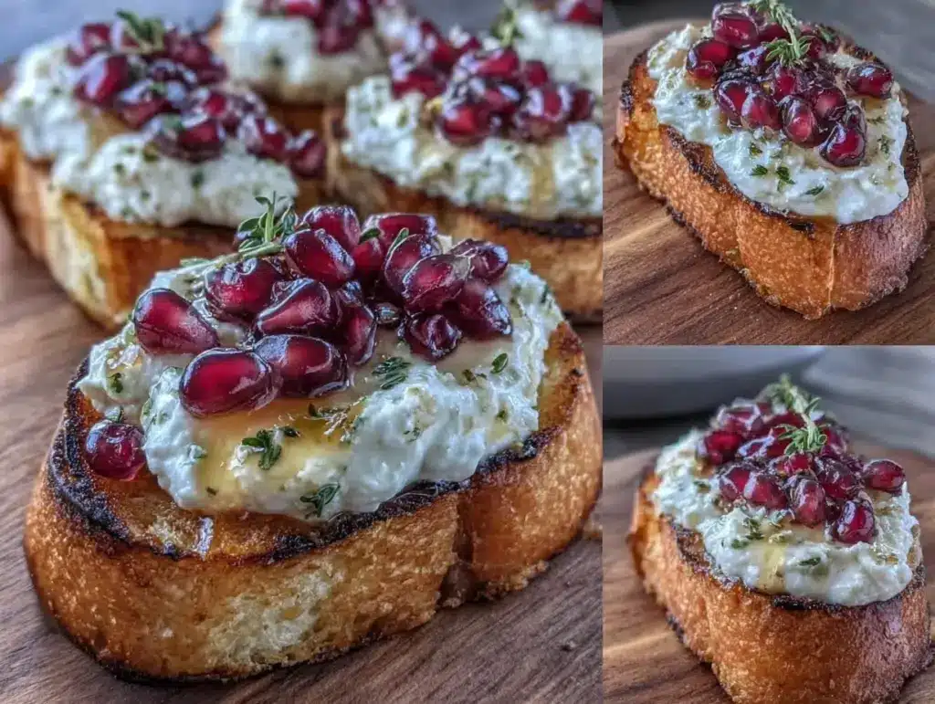 pomegranate goat cheese bruschetta - featured image