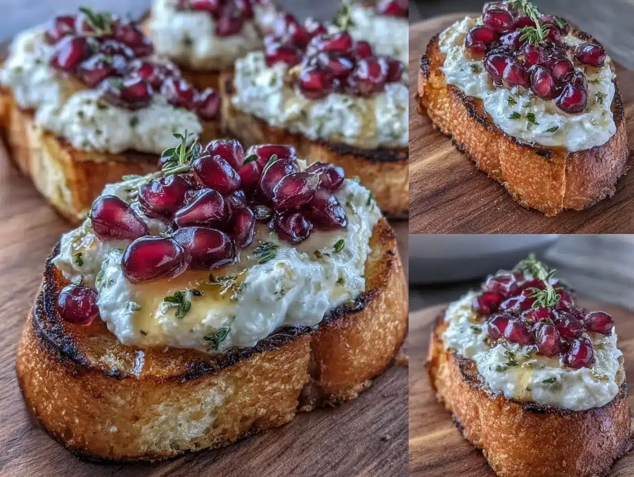 pomegranate goat cheese bruschetta preparation steps