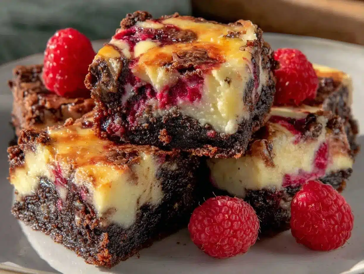 Raspberry Swirl Cheesecake Brownies preparation steps