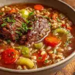 slow cooker beef and barley soup - featured image