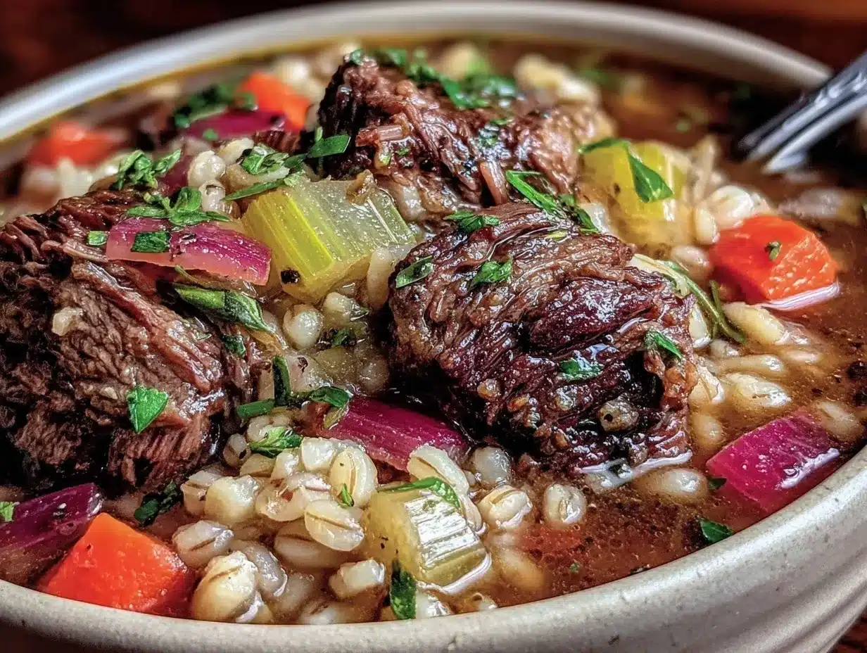 slow cooker beef and barley soup preparation steps