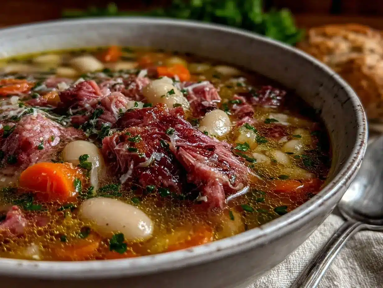 slow cooker ham and bean soup preparation steps