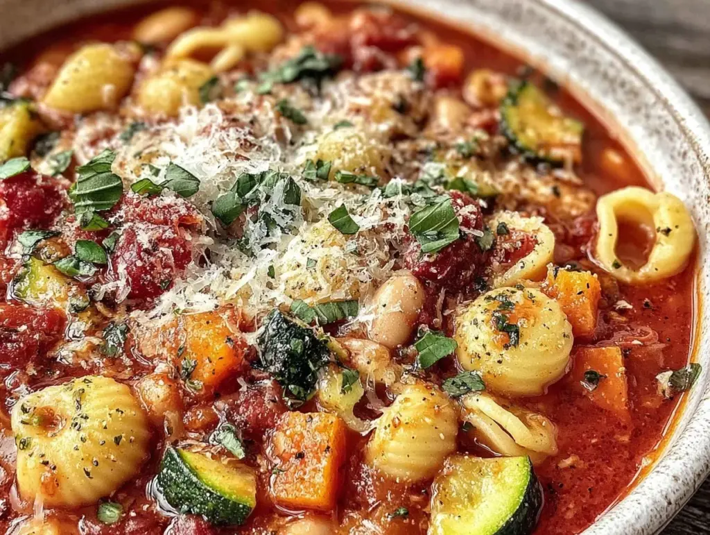slow cooker minestrone with pasta - featured image