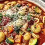 slow cooker minestrone with pasta - featured image
