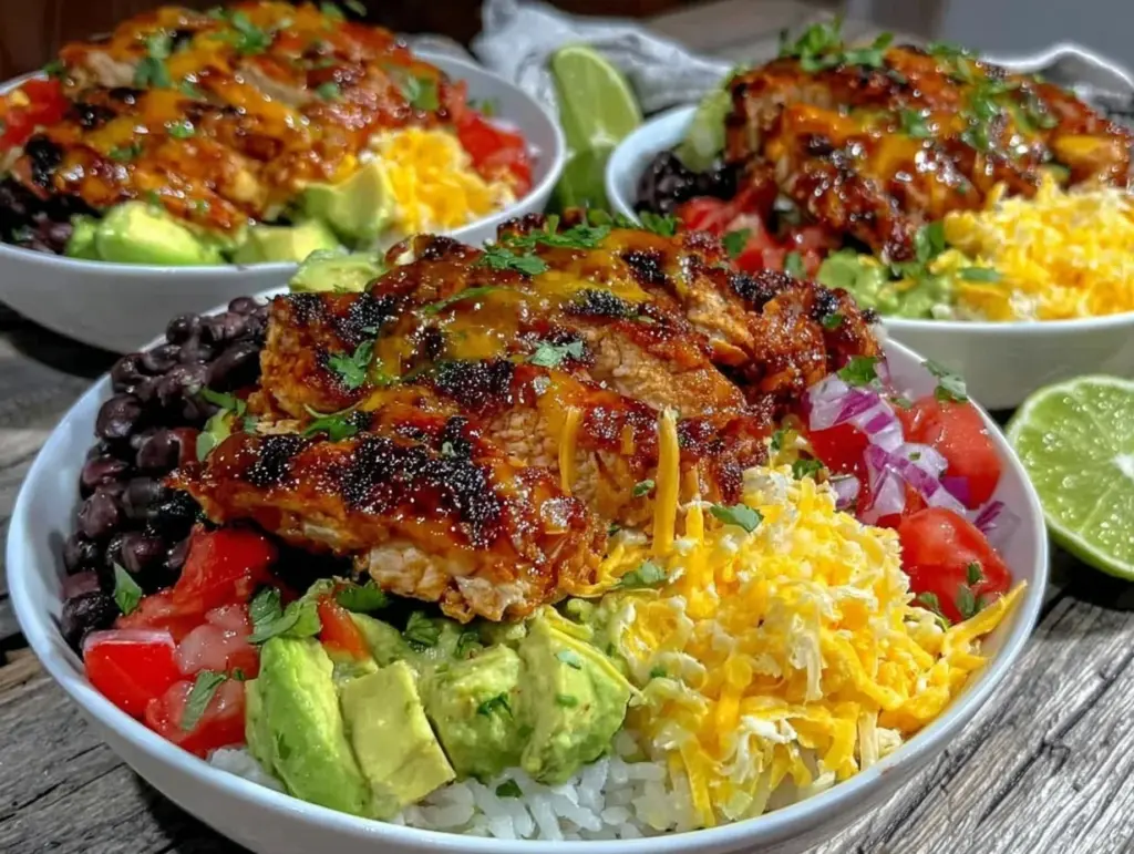 chicken burrito bowls recipe - featured image