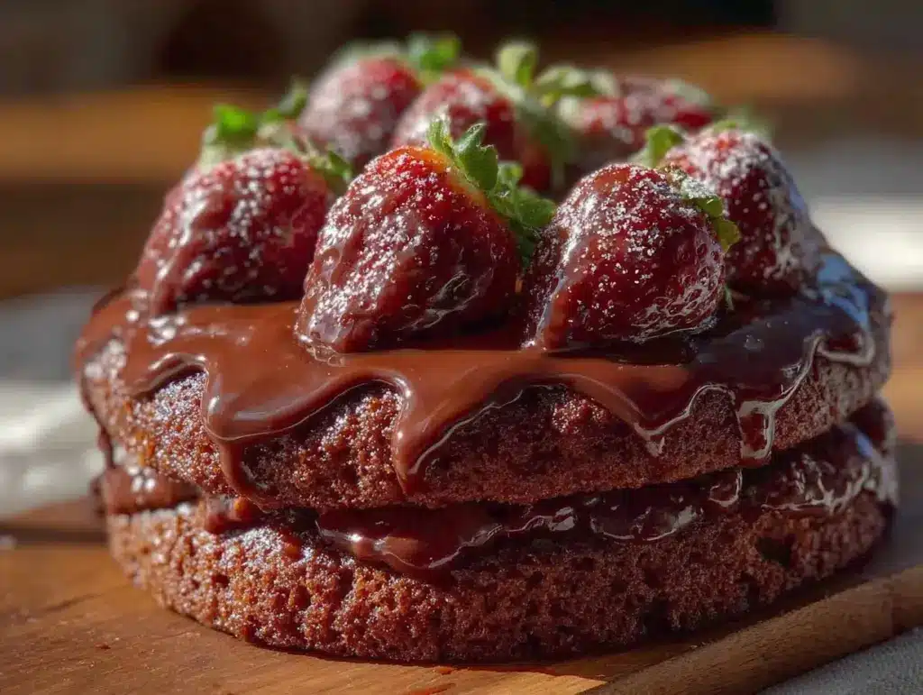 chocolate covered strawberry cake - featured image