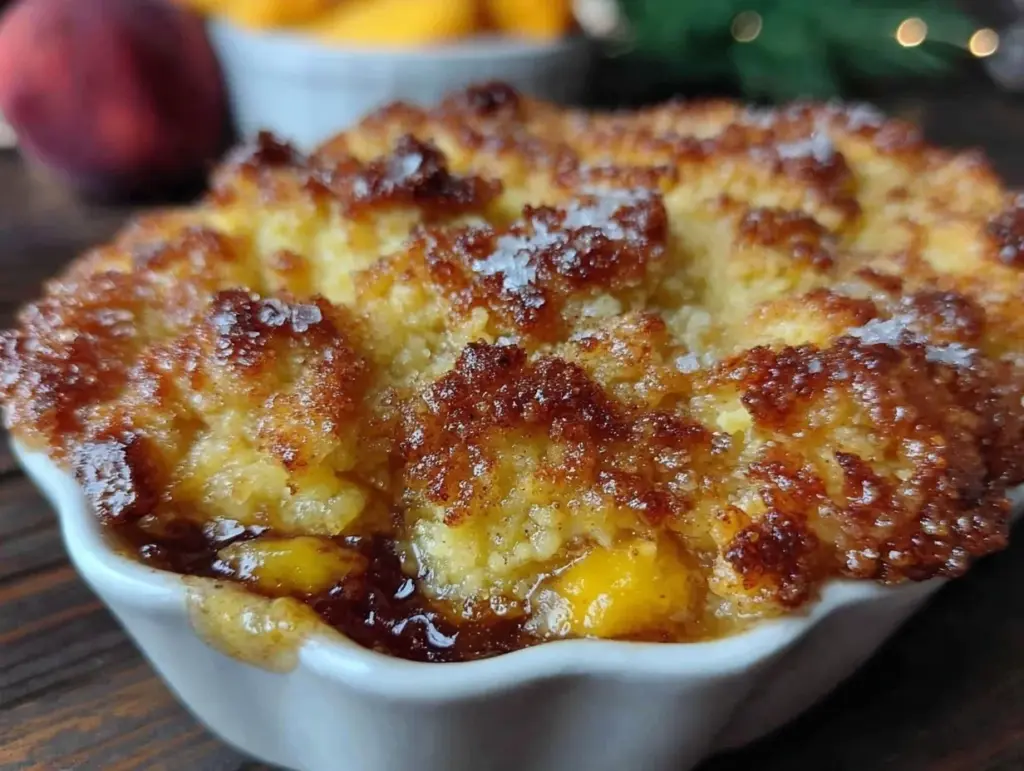 cozy peach cobbler - featured image