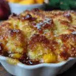 cozy peach cobbler - featured image
