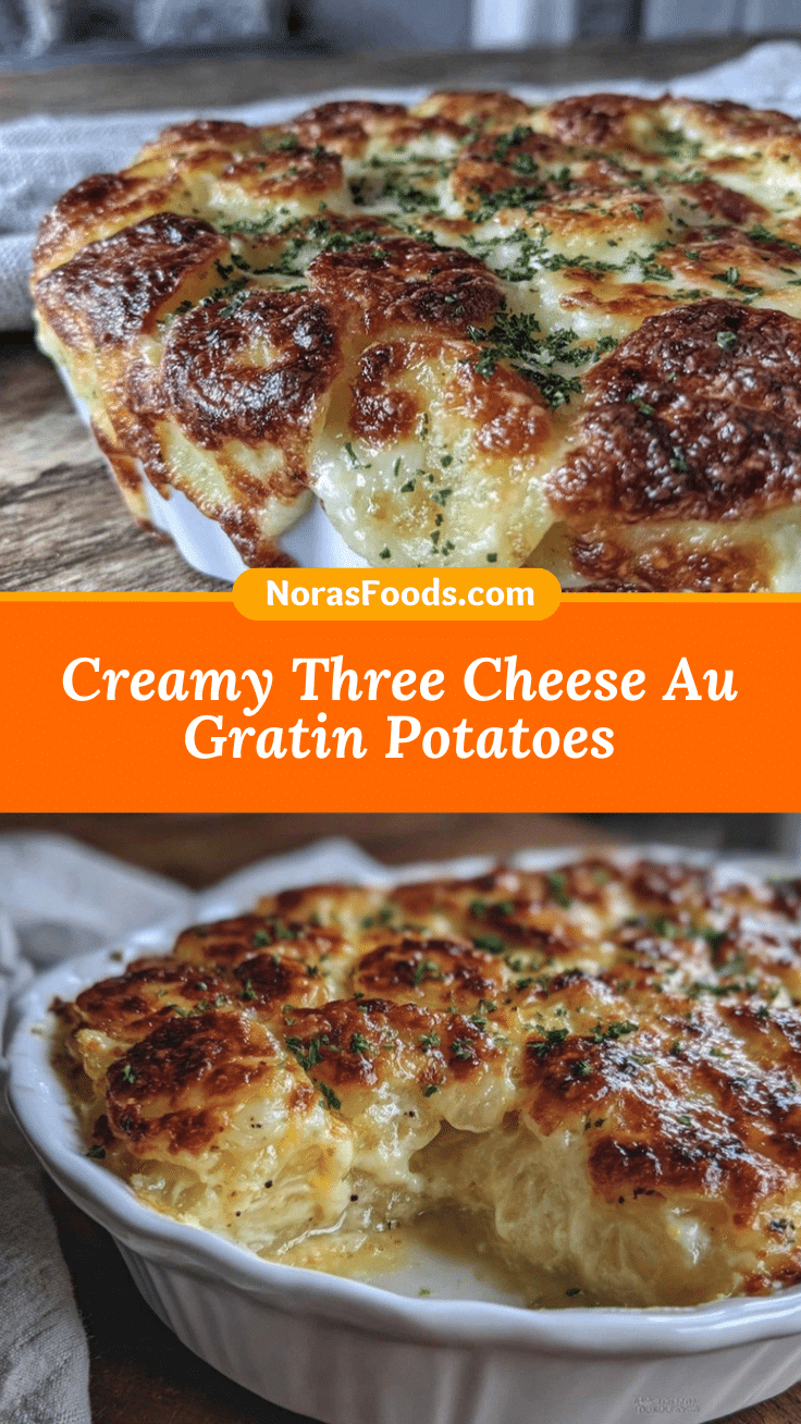 creamy au gratin potatoes with three cheeses recipe