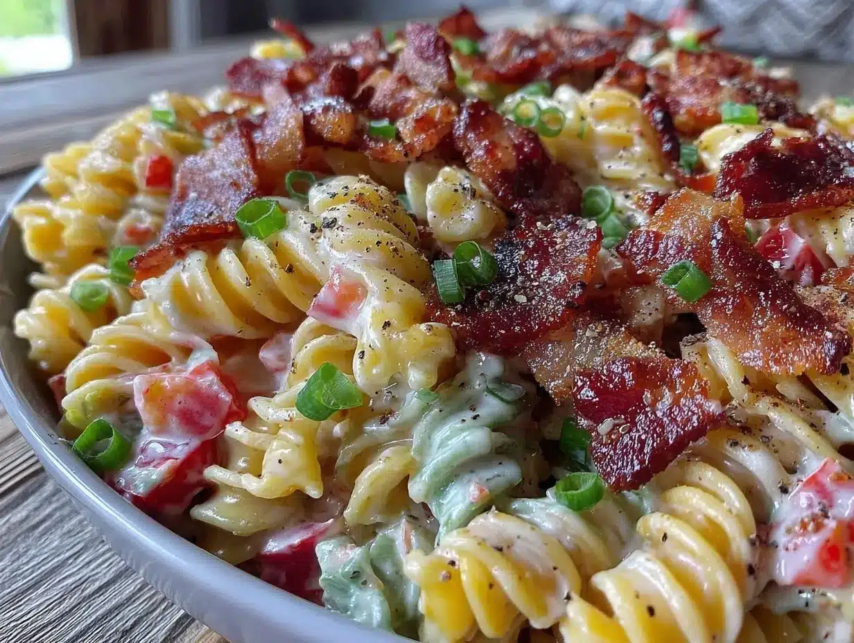 creamy bacon ranch pasta salad preparation steps