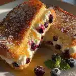 creamy blueberry cream cheese stuffed french toast - featured image