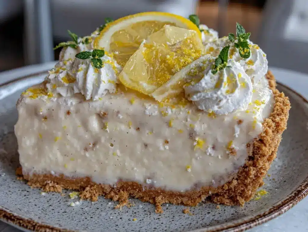 creamy frozen lemonade pie - featured image