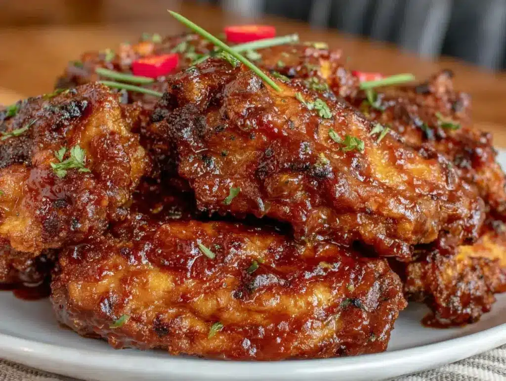 crispy air fryer bbq chicken wings - featured image