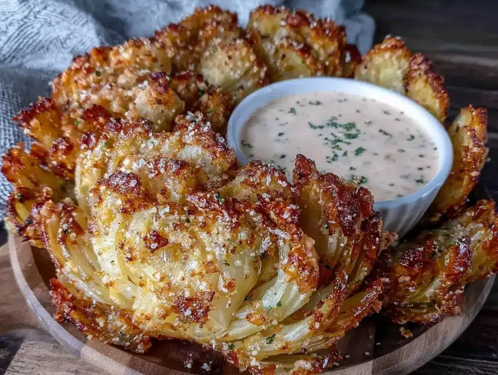 crispy air fryer blooming onion - featured image