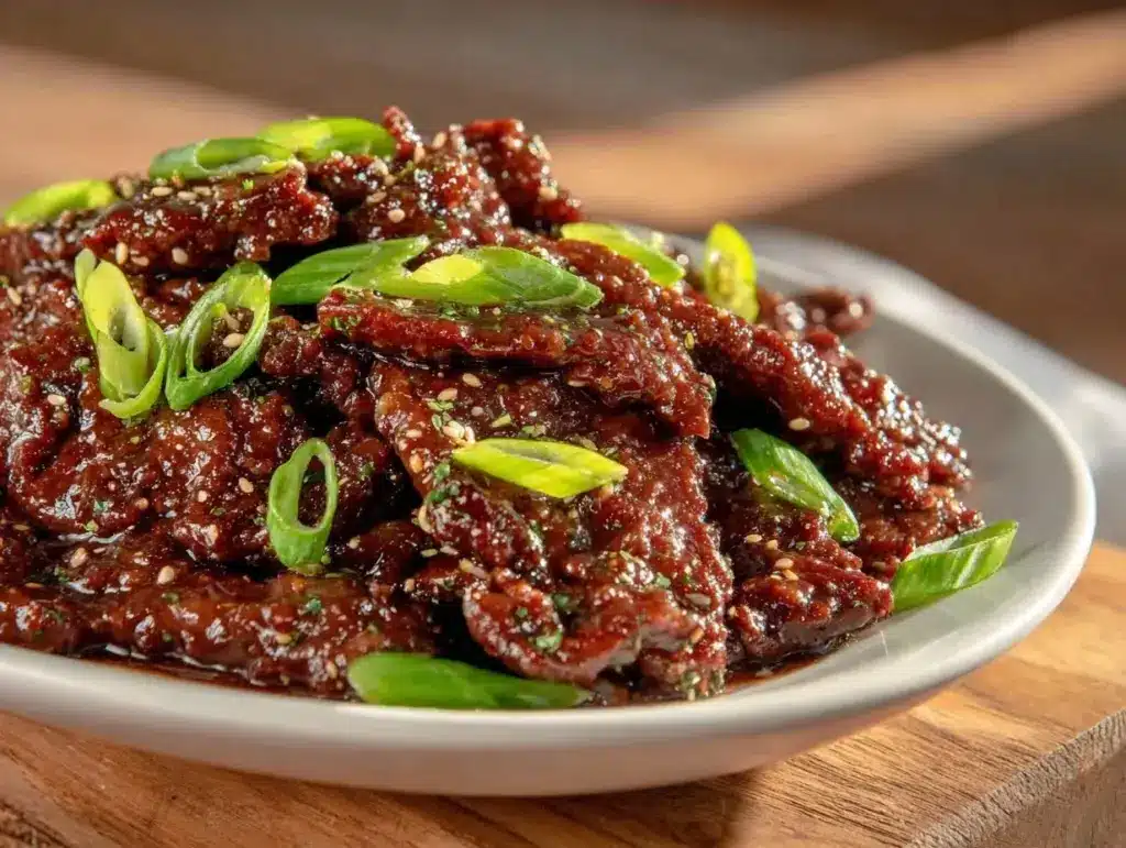 easy crispy mongolian beef - featured image
