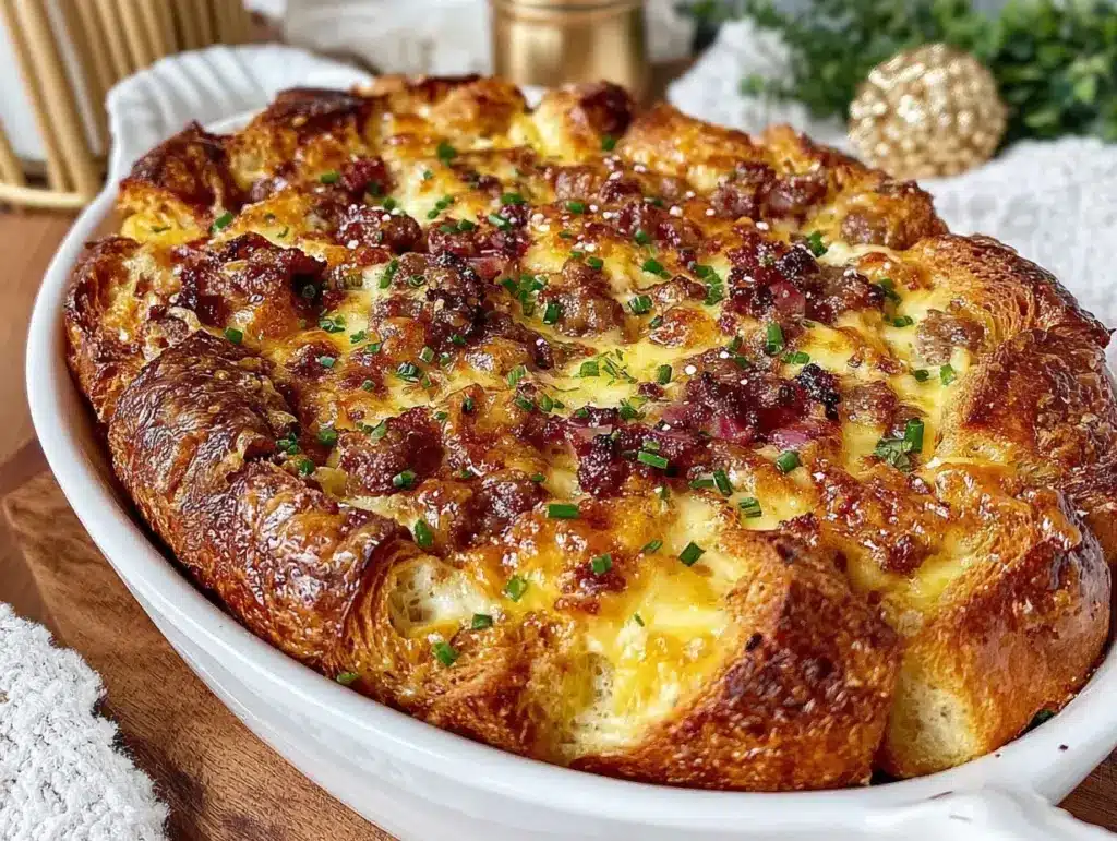 Easy Fluffy Croissant Breakfast Casserole - featured image