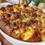 Easy Fluffy Croissant Breakfast Casserole - featured image