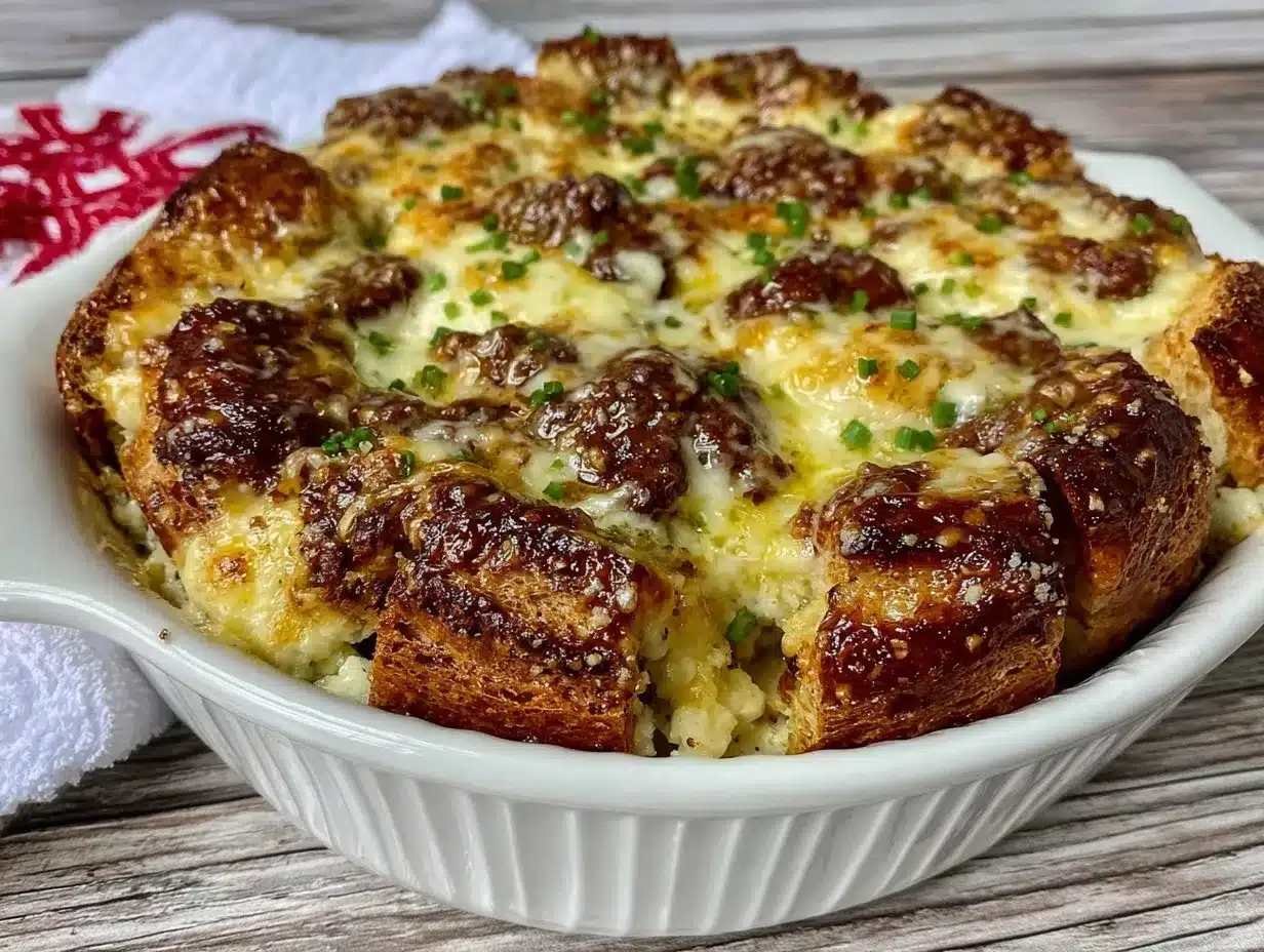 Easy Fluffy Croissant Breakfast Casserole preparation steps