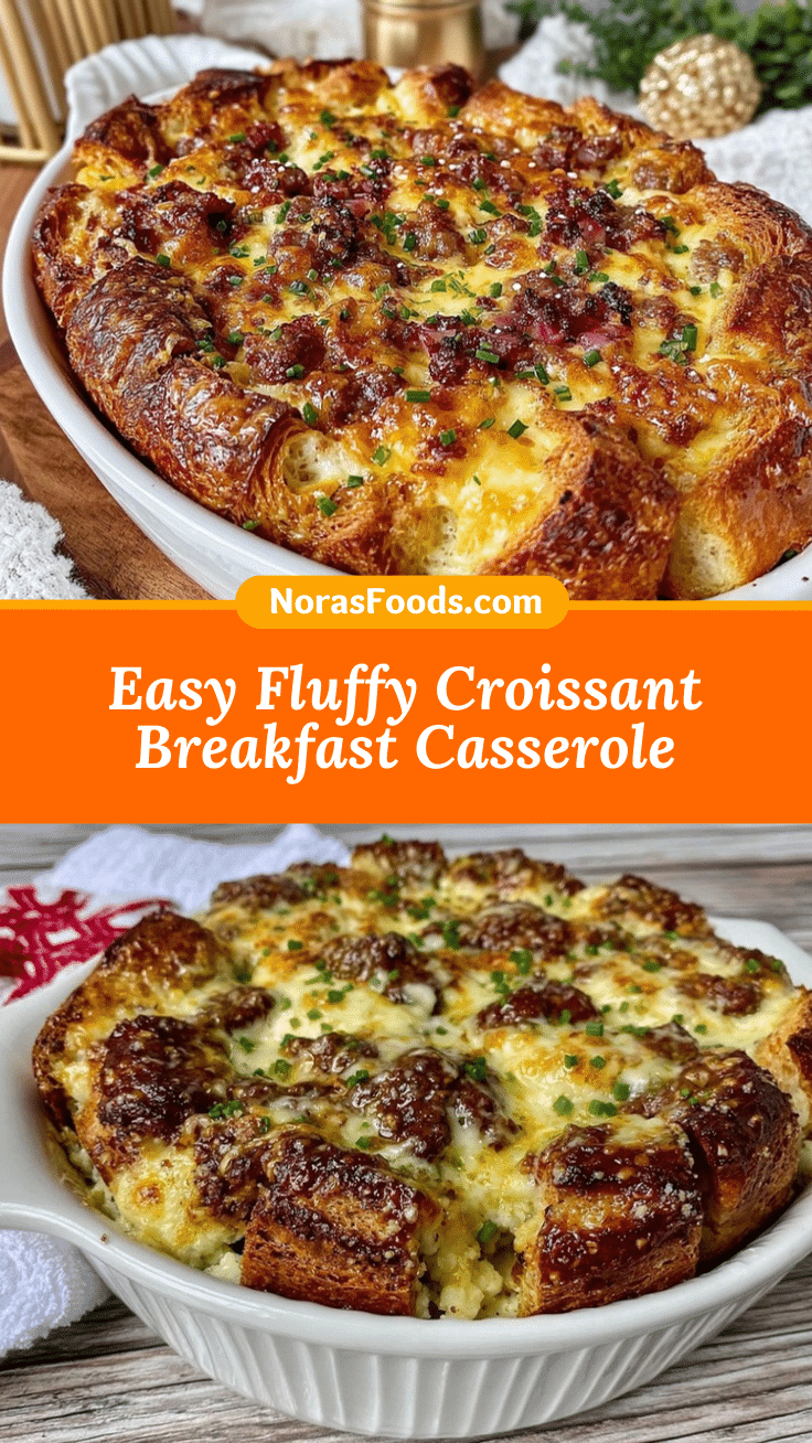 Easy Fluffy Croissant Breakfast Casserole recipe