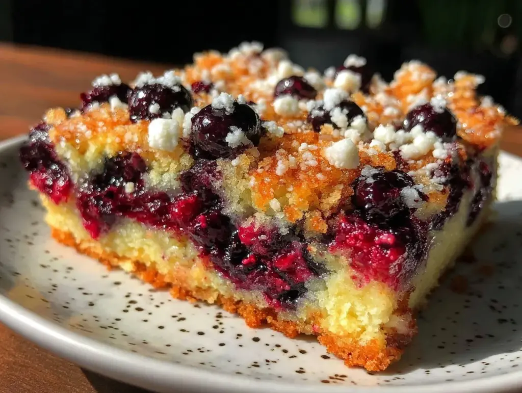 moist blueberry buckle coffee cake - featured image