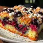 moist blueberry buckle coffee cake - featured image
