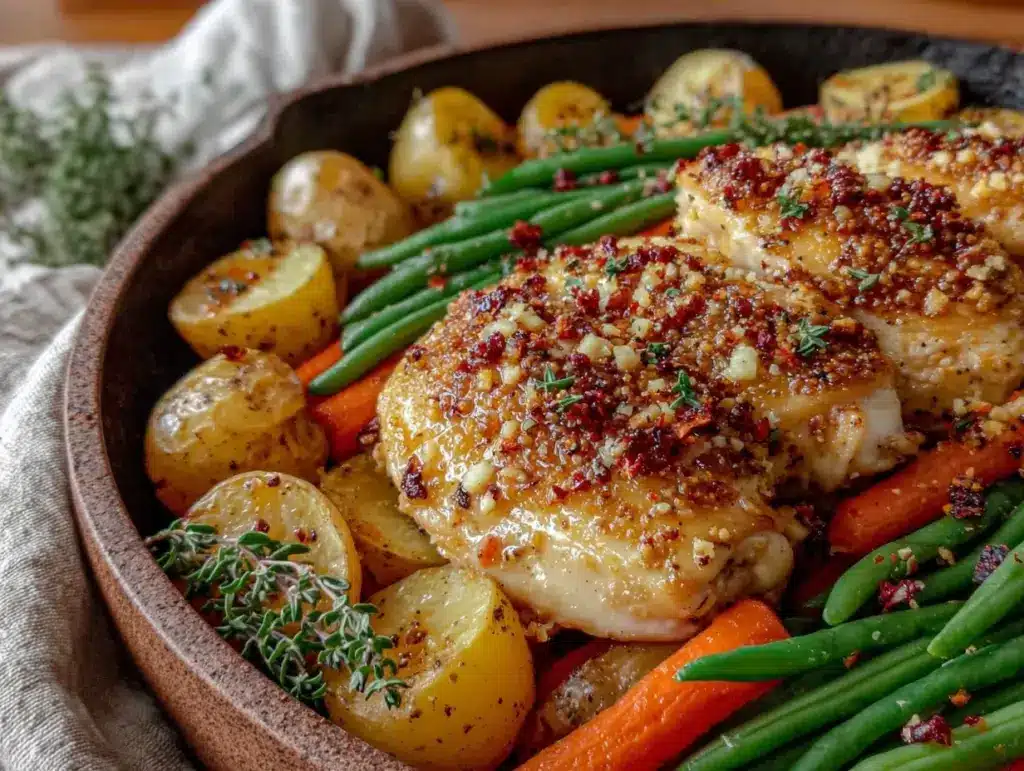 one-pan lemon garlic chicken - featured image