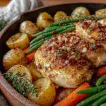 one-pan lemon garlic chicken - featured image