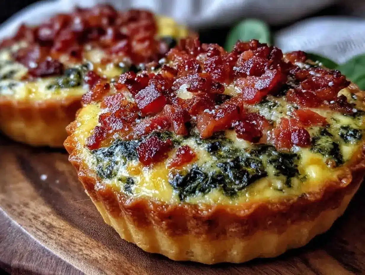 spinach bacon quiche cups preparation steps
