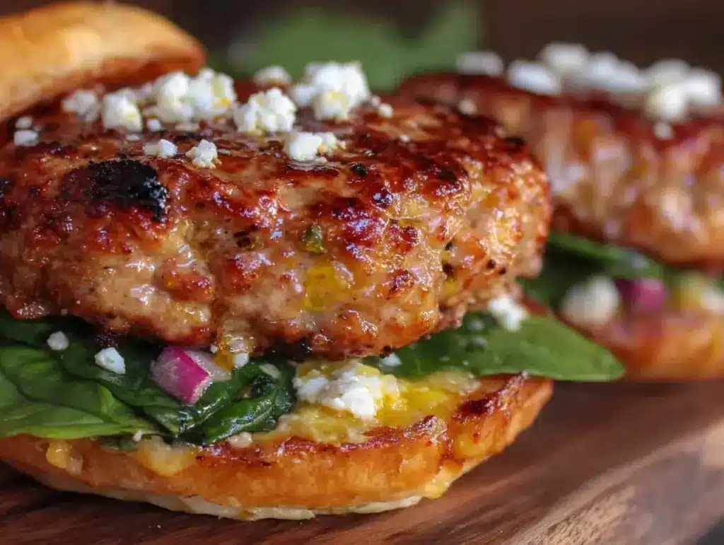 turkey burgers with feta and spinach - featured image