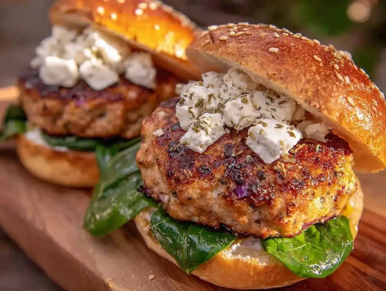 turkey burgers with feta and spinach preparation steps