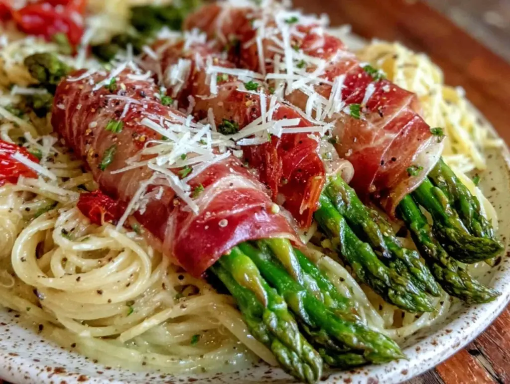 asparagus prosciutto carbonara - featured image