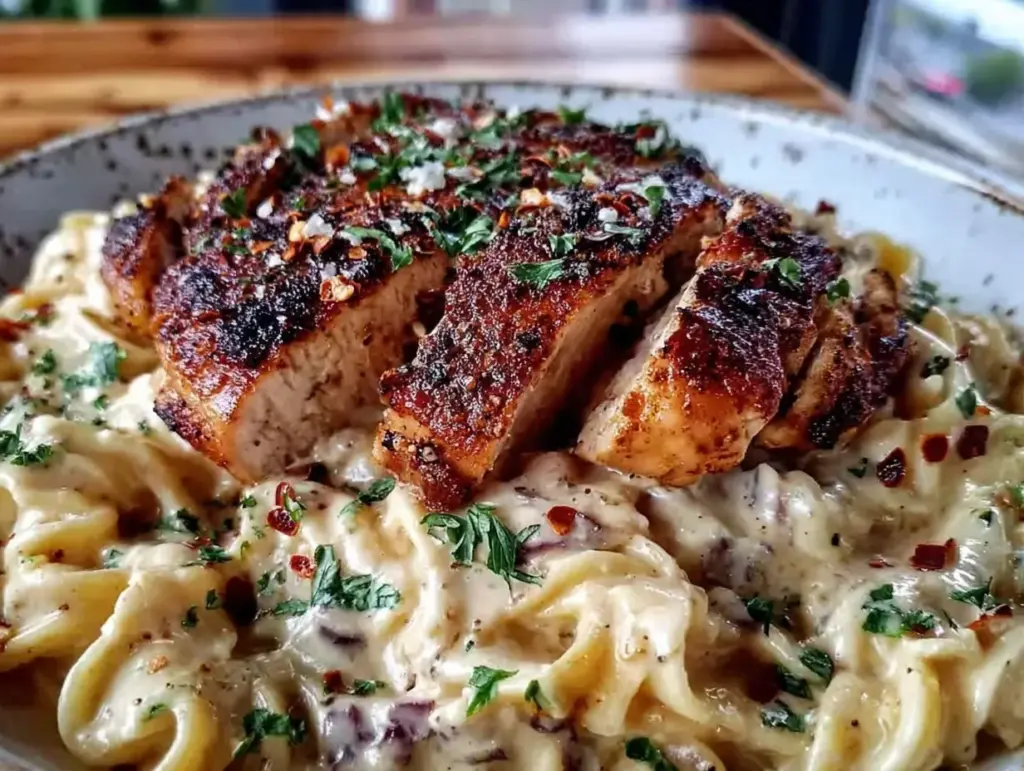 blackened chicken alfredo - featured image