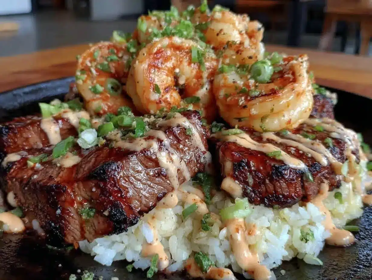 Blackstone hibachi steak and shrimp preparation steps
