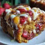 brown butter strawberry earthquake cake - featured image