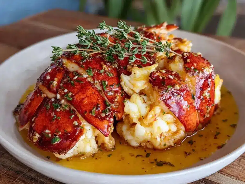 butter poached lobster tail - featured image