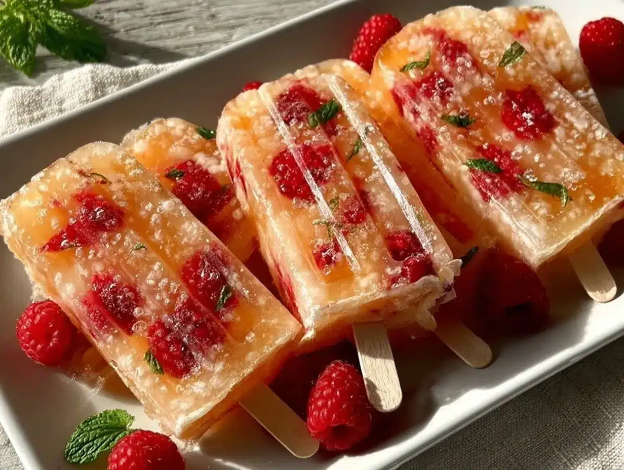 champagne raspberry mimosa popsicles preparation steps