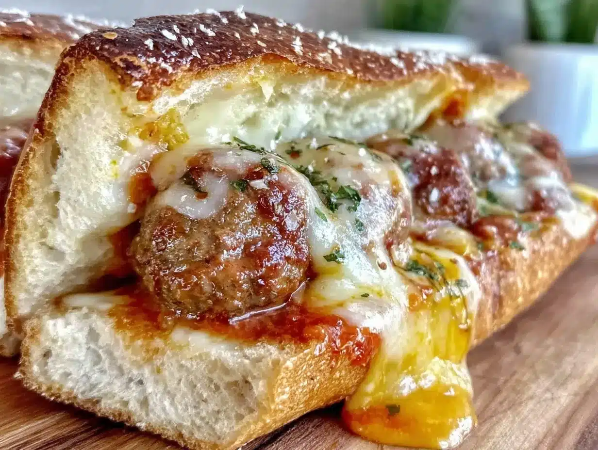 cheesy stuffed meatball sub preparation steps
