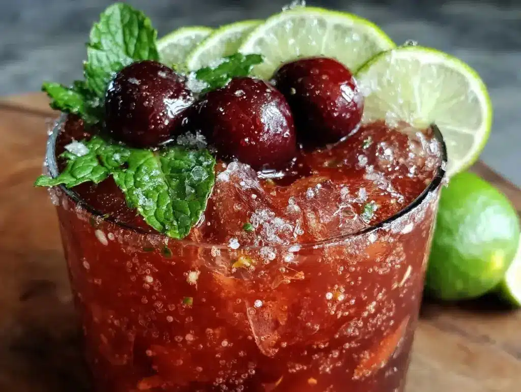cherry limeade sparkling mocktail - featured image