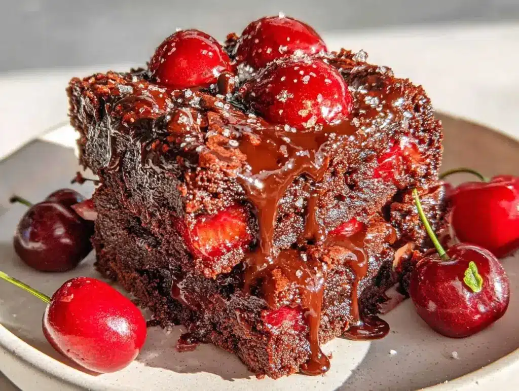 chocolate cherry brownies - featured image