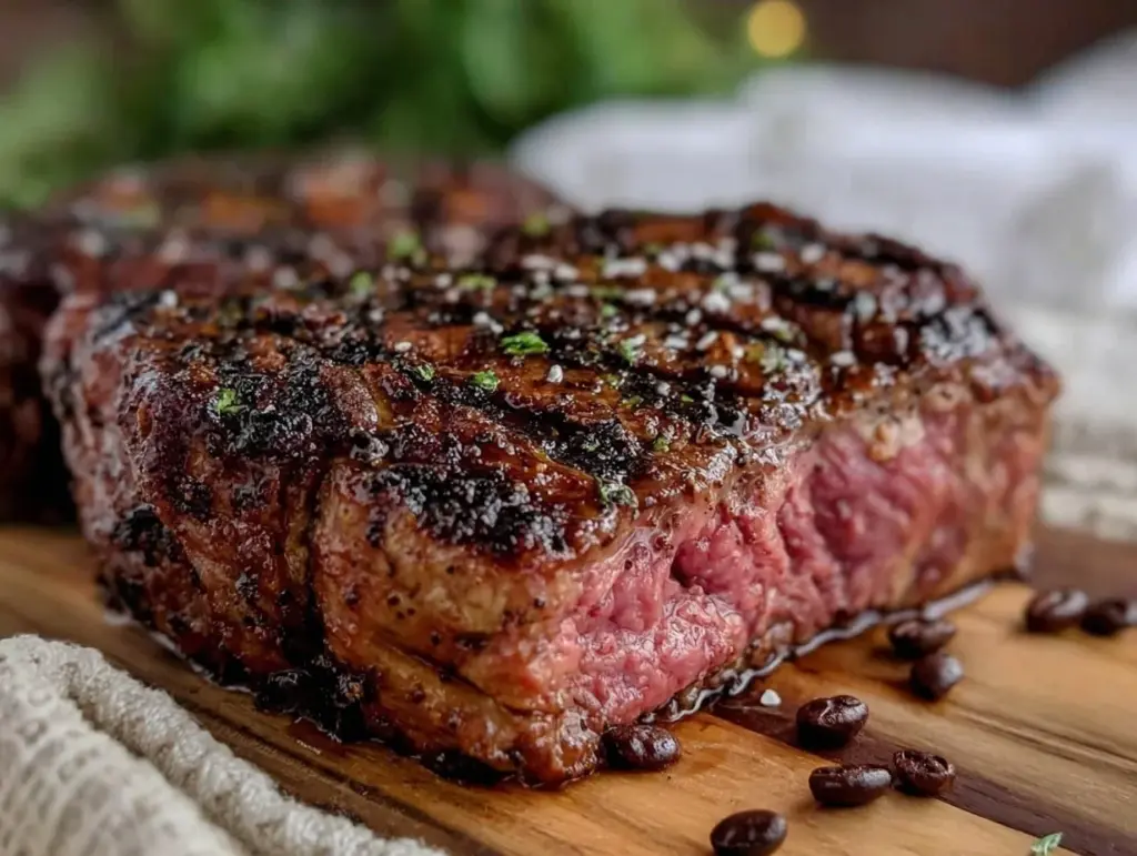 coffee rubbed grilled ribeye steak - featured image