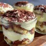 creamy coffee tiramisu in Mason jars - featured image