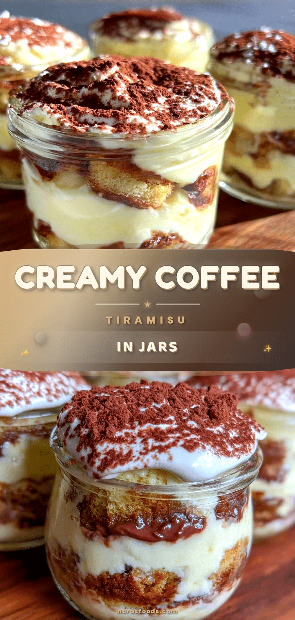 creamy coffee tiramisu in Mason jars recipe