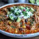 creamy crockpot chicken enchilada soup - featured image