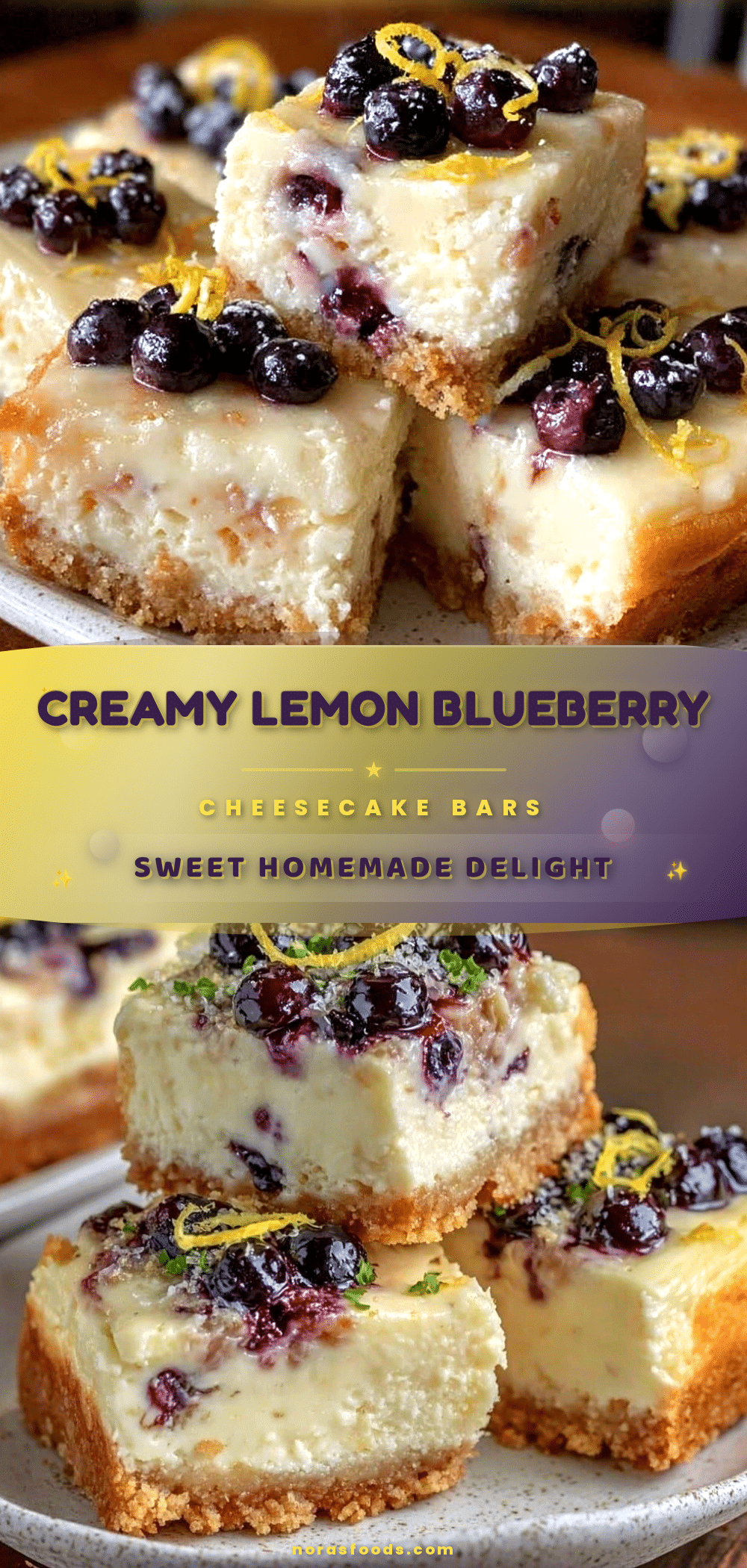 Creamy Lemon Blueberry Cheesecake Bars recipe