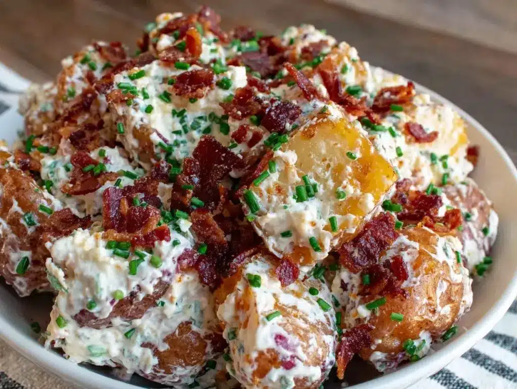 creamy loaded baked potato salad - featured image