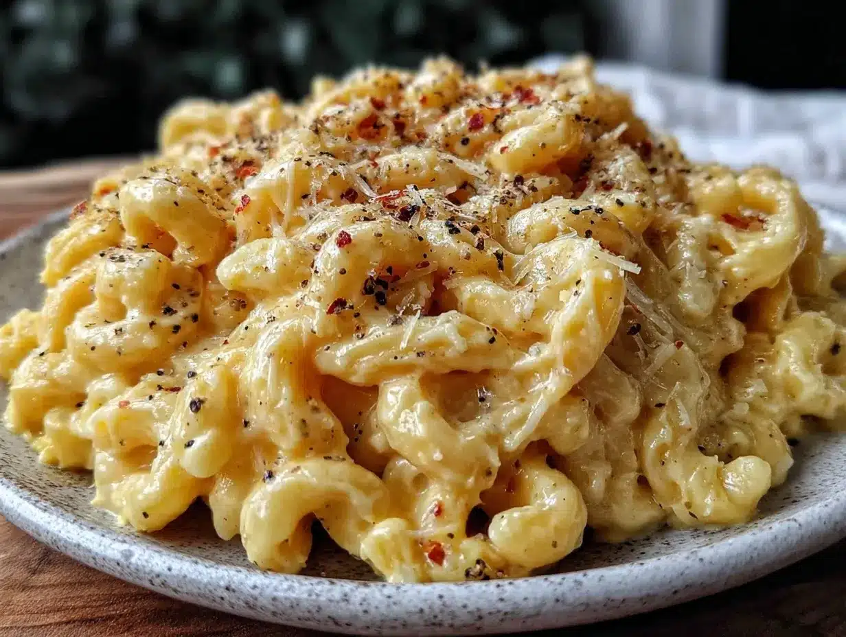 creamy one-pot cacio e pepe mac and cheese preparation steps
