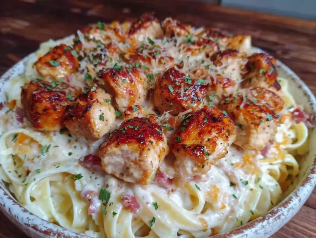 creamy one pot chicken alfredo pasta - featured image