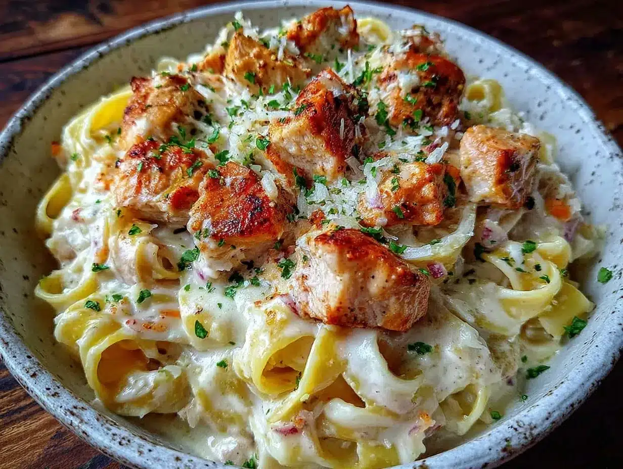 creamy one pot chicken alfredo pasta preparation steps