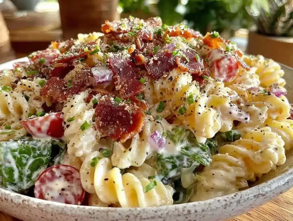 creamy ranch blt pasta salad - featured image